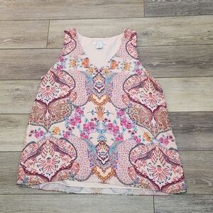 Tabitha Webb Multicolor Paisley V-neck Tank Top Size Large